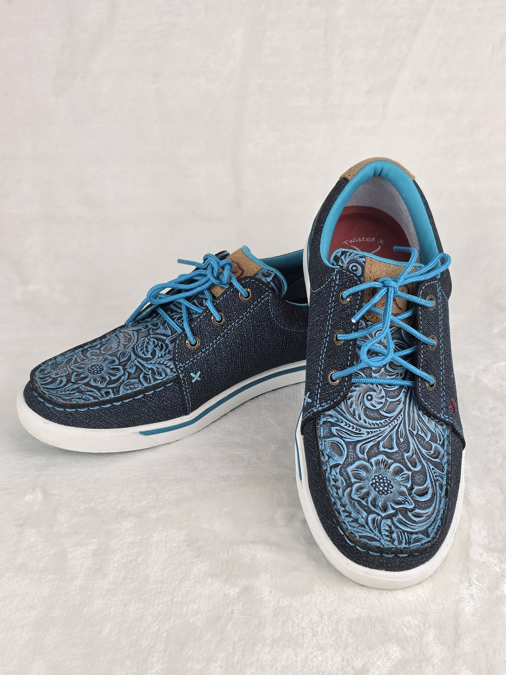 Twisted X Kicks WCA0031 Womens 9.5 Turquoise Floral Tooled Leather Shoes